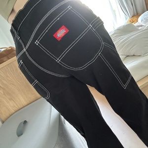 Dickies Black White Contrast Stitch High Waisted Carpenter Pants